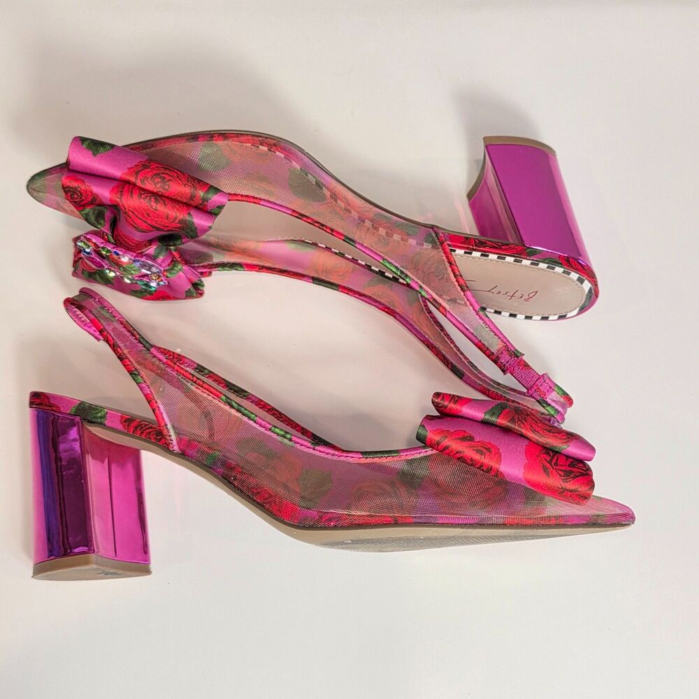 Betsey Johnson Audree Pointed Toe Slingback Pumps Sz 10 Embellished Metallic - Picture 8 of 8
